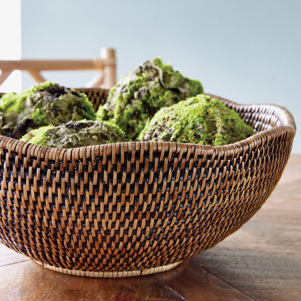 Mandalay Scalloped Edge Bowl - styled with moss balls