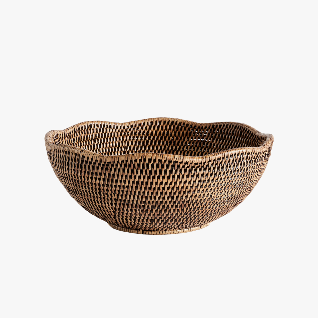 Mandalay Scalloped Edge Bowl - warm brown
