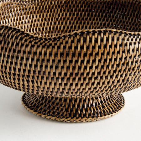 Mandalay Scalloped Footed Woven Rattan Bowl 