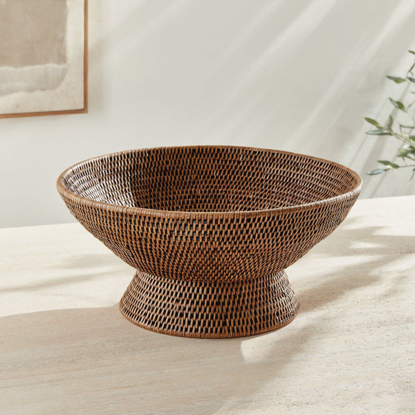 Mandalay Woven Rattan Offering Pedestal Bowl 
