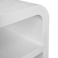Manry White Lacquered Linen Console Table - corner closeup