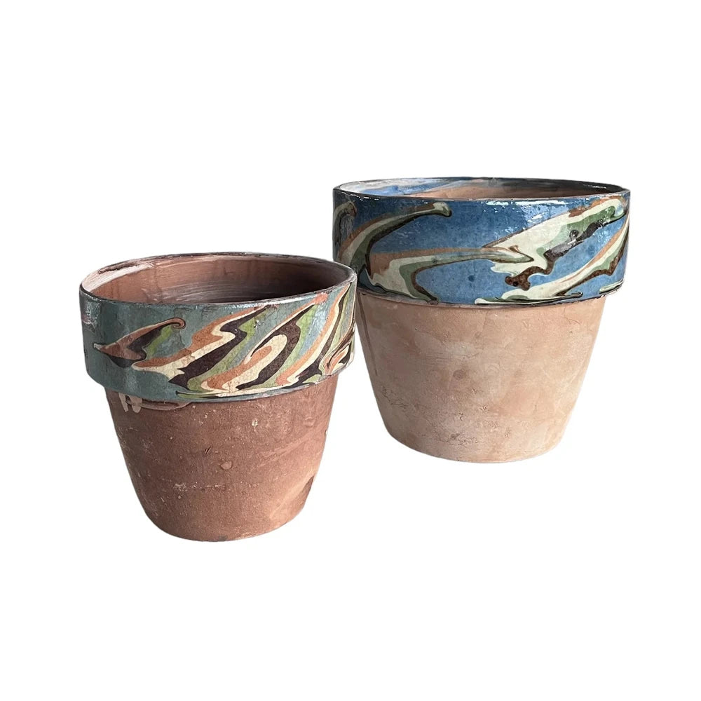 Marbelized Blue Planter - two sizes