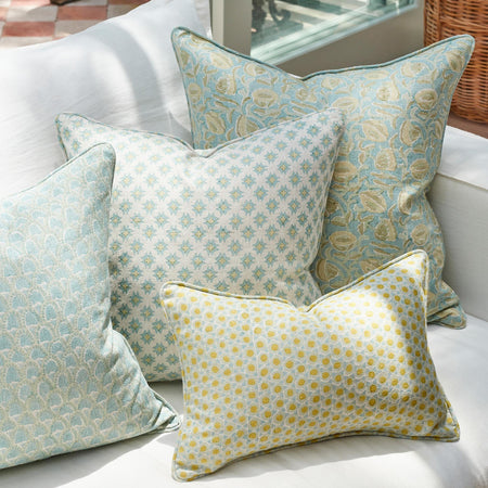 Marbella Cenote Pillow Cover styled on sofa