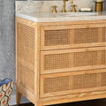 Marble Topped Watson Cerused Oak Cane Front Vanity woven details