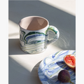 Marbled Ocean Mug styled with matching plate