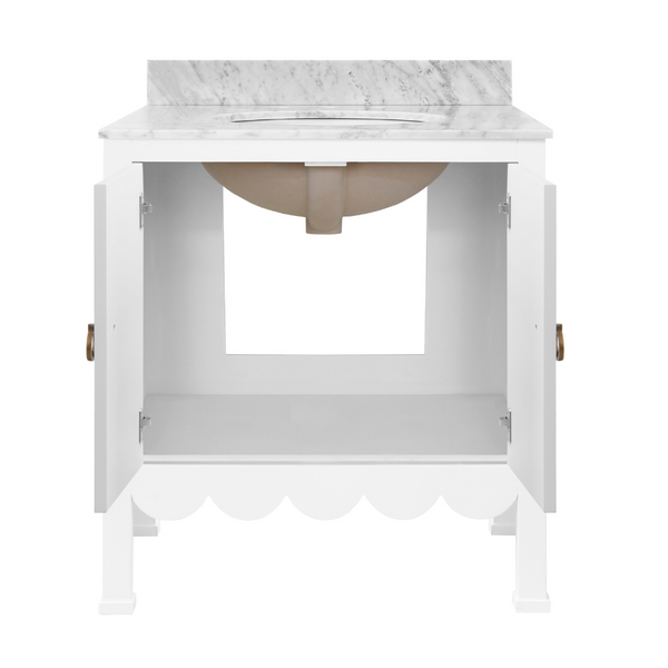 Margate White Vanity with open doors