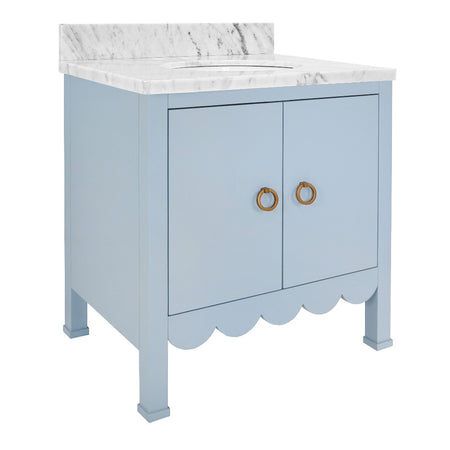 Margate Light Blue Marble Topped Vanity angle view