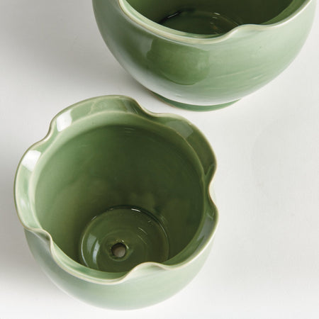 Margot Green Ruffle Pots with drainage holes
