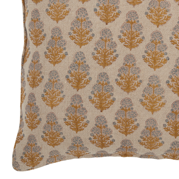 Marigold Mustard Block Print Pillow Cover Closeup