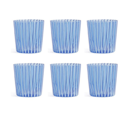 Marina Blue Stripe Tumbler Glasses - set of six