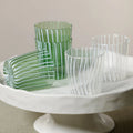 Marina Green and White Glassware styled on cake plate