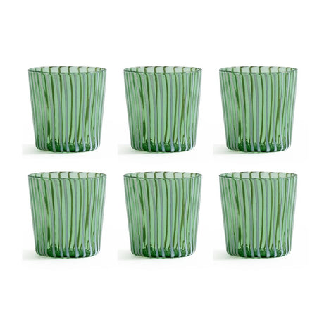 Marina Green and White Stripe Tumbler Glasses