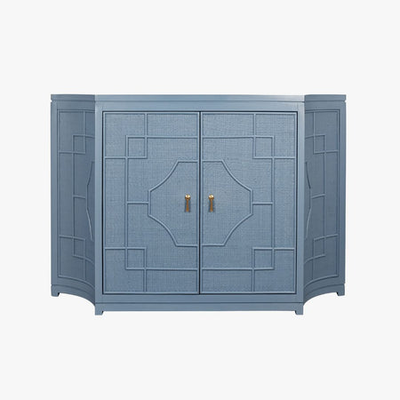 Marlene Blue Cabinet - fretwork panels