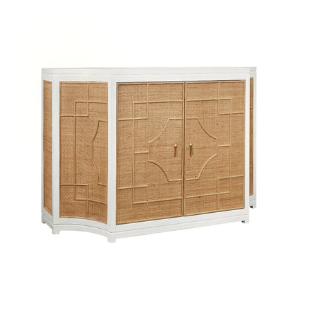 Marlene Natural Cabinet - white lacquer and woven rattan