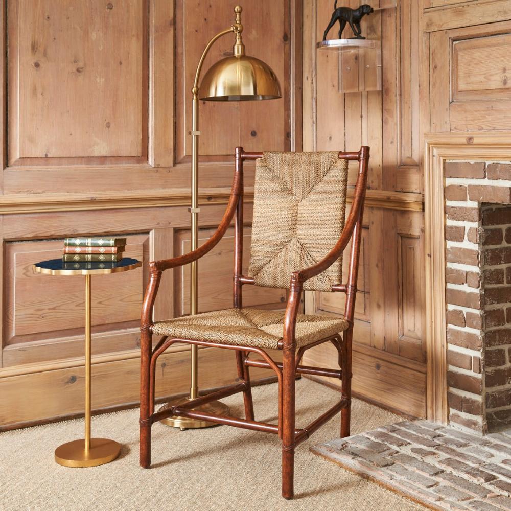 Mayfair Rush Seat Chair in wood paneled room