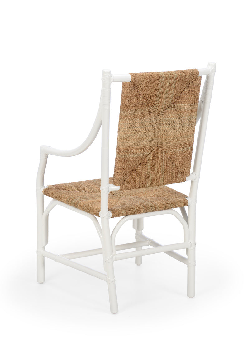 Mayfair Rush Seat Chair with white rattan finish