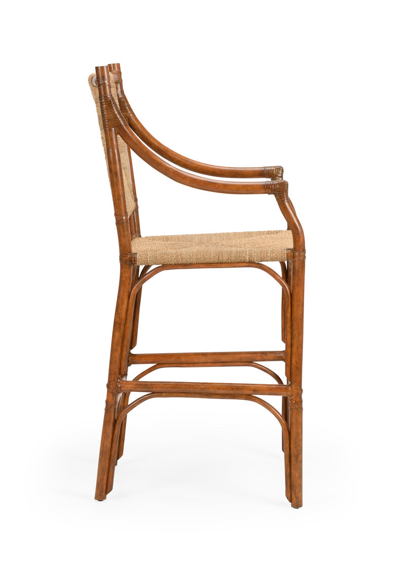 Mayfair Rush Seat Rattan Bar Stool Side View