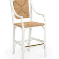 Mayfair Rush Seat White Rattan Bar Stool  