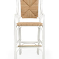 Mayfair Rush Seat White Rattan Bar Stool  from Dear Keaton