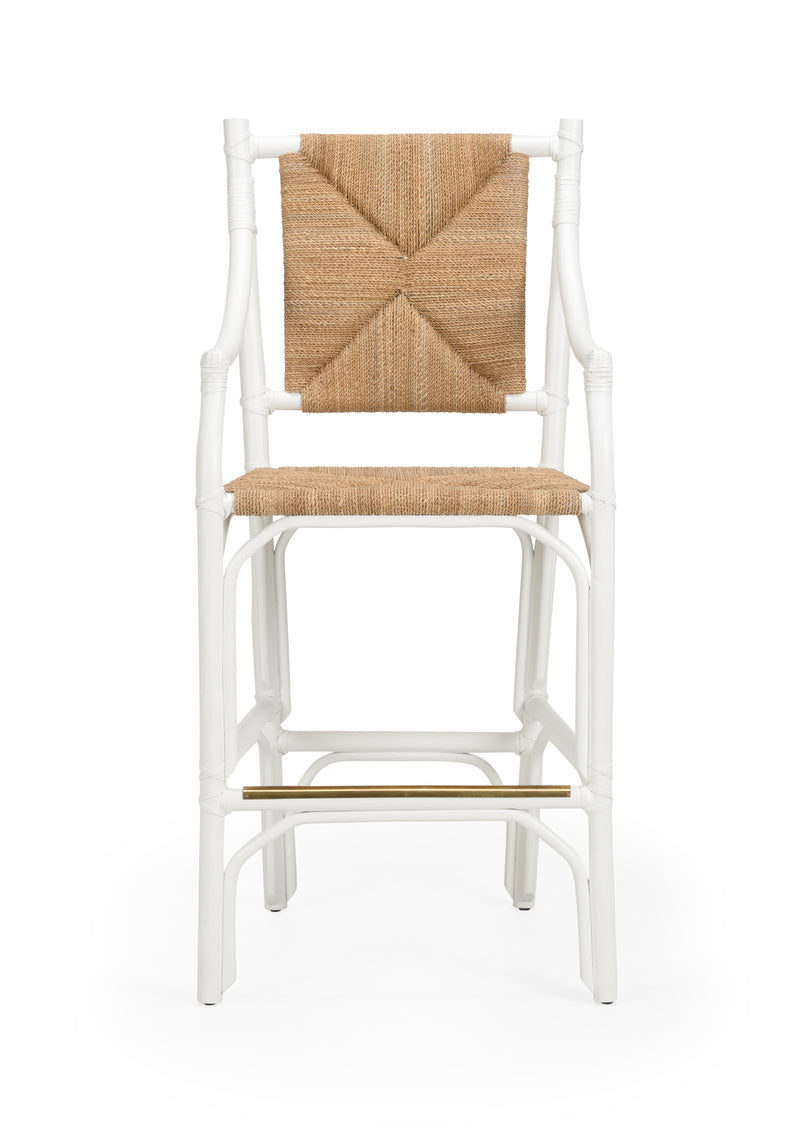 Mayfair Rush Seat White Rattan Bar Stool  from Dear Keaton