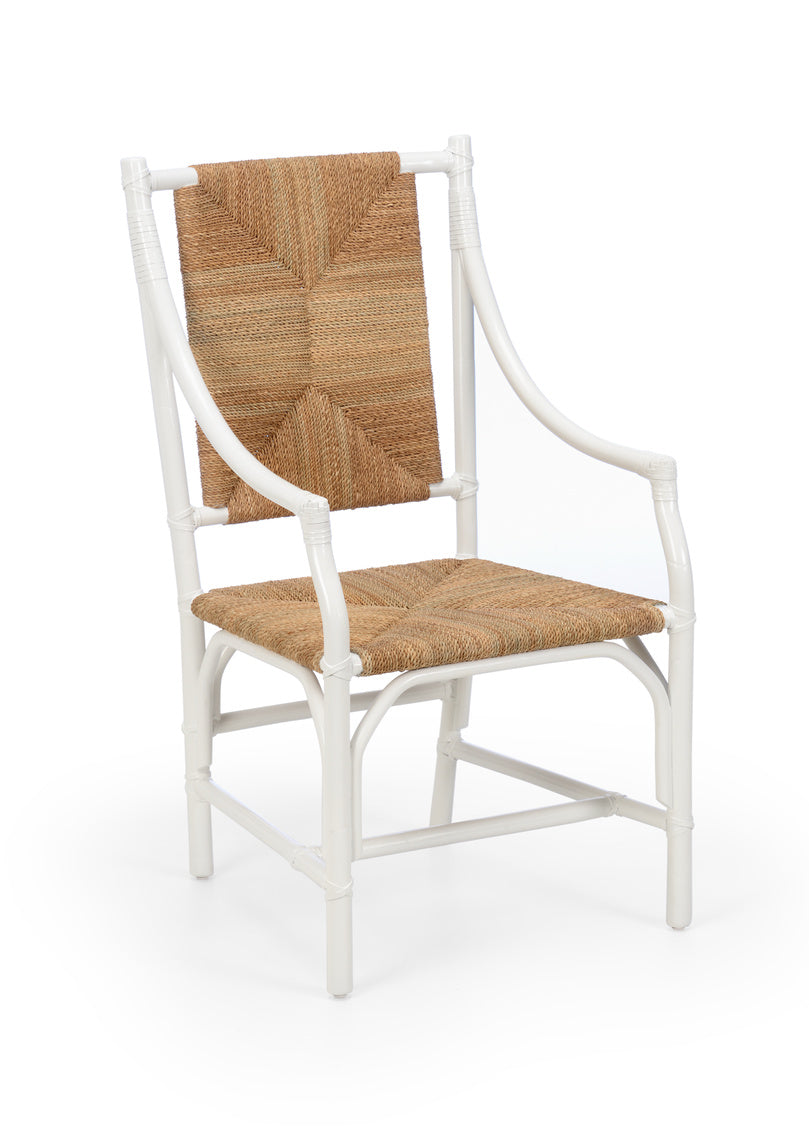 Mayfair Rush Seat White Rattan Chair 