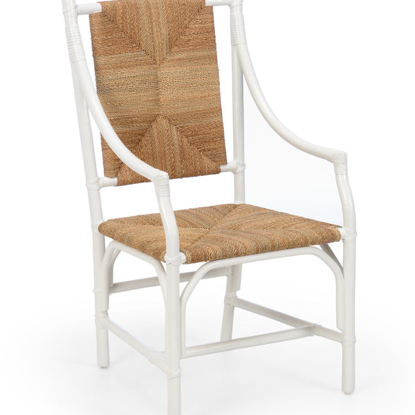 Mayfair Rush Seat White Rattan Chair 