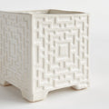 Mazie Cachepot - white basketweave pattern