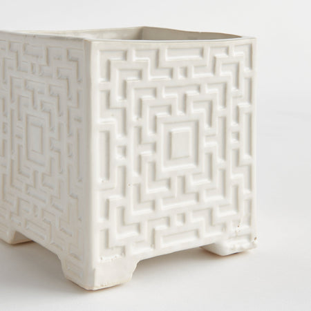 Mazie Cachepot - white basketweave pattern