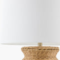 Mela Rattan Lamp - white linen shade
