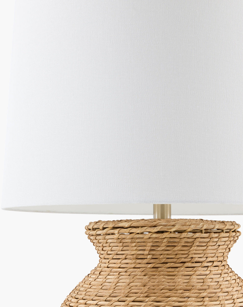Mela Rattan Lamp - white linen shade