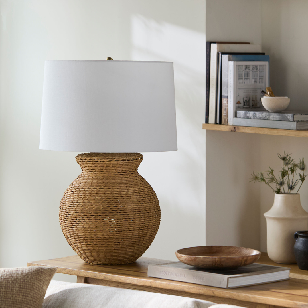 Mela Rattan Lamp - Coastal Lighting - Dear Keaton
