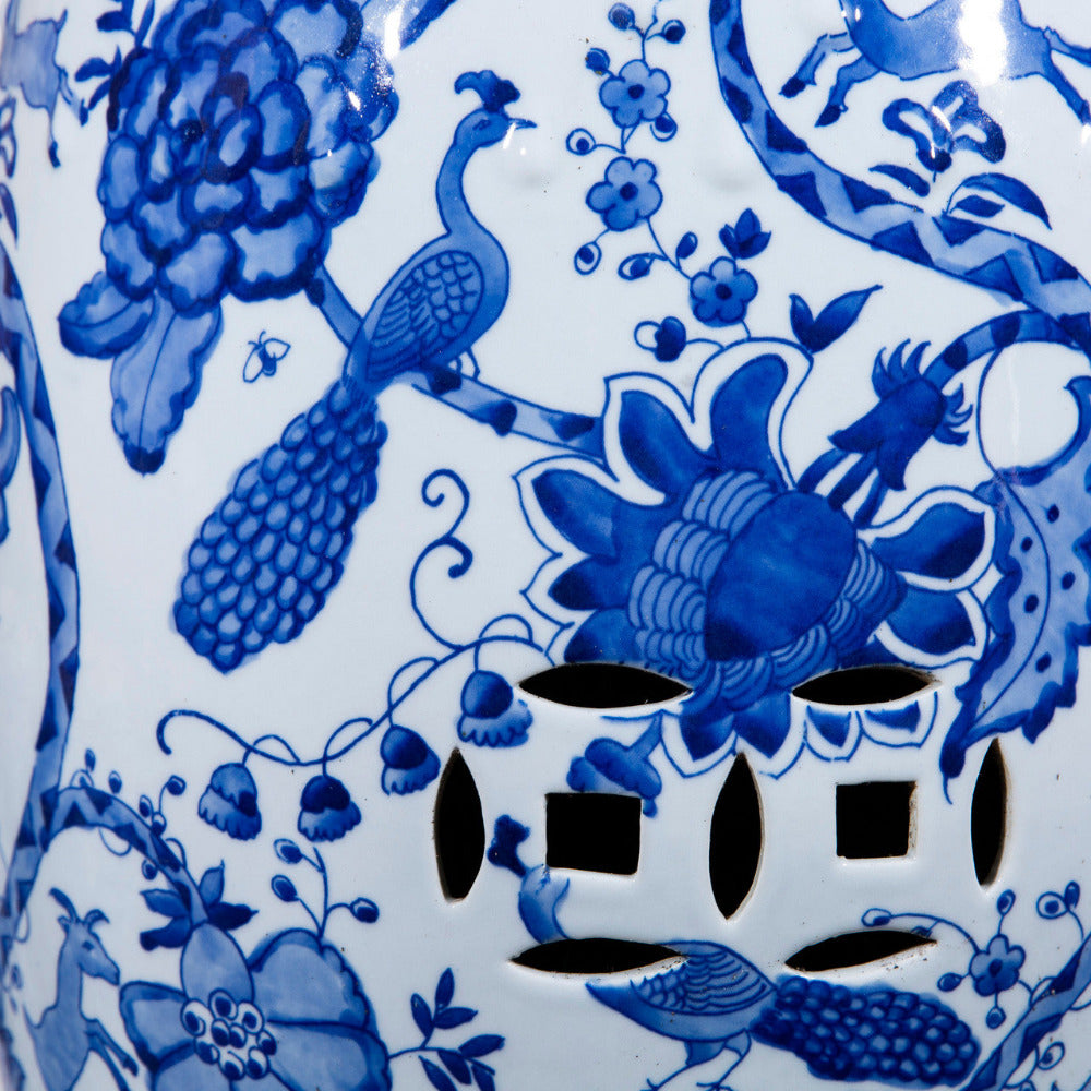 Menagerie Garden Stool - birds and floral vines