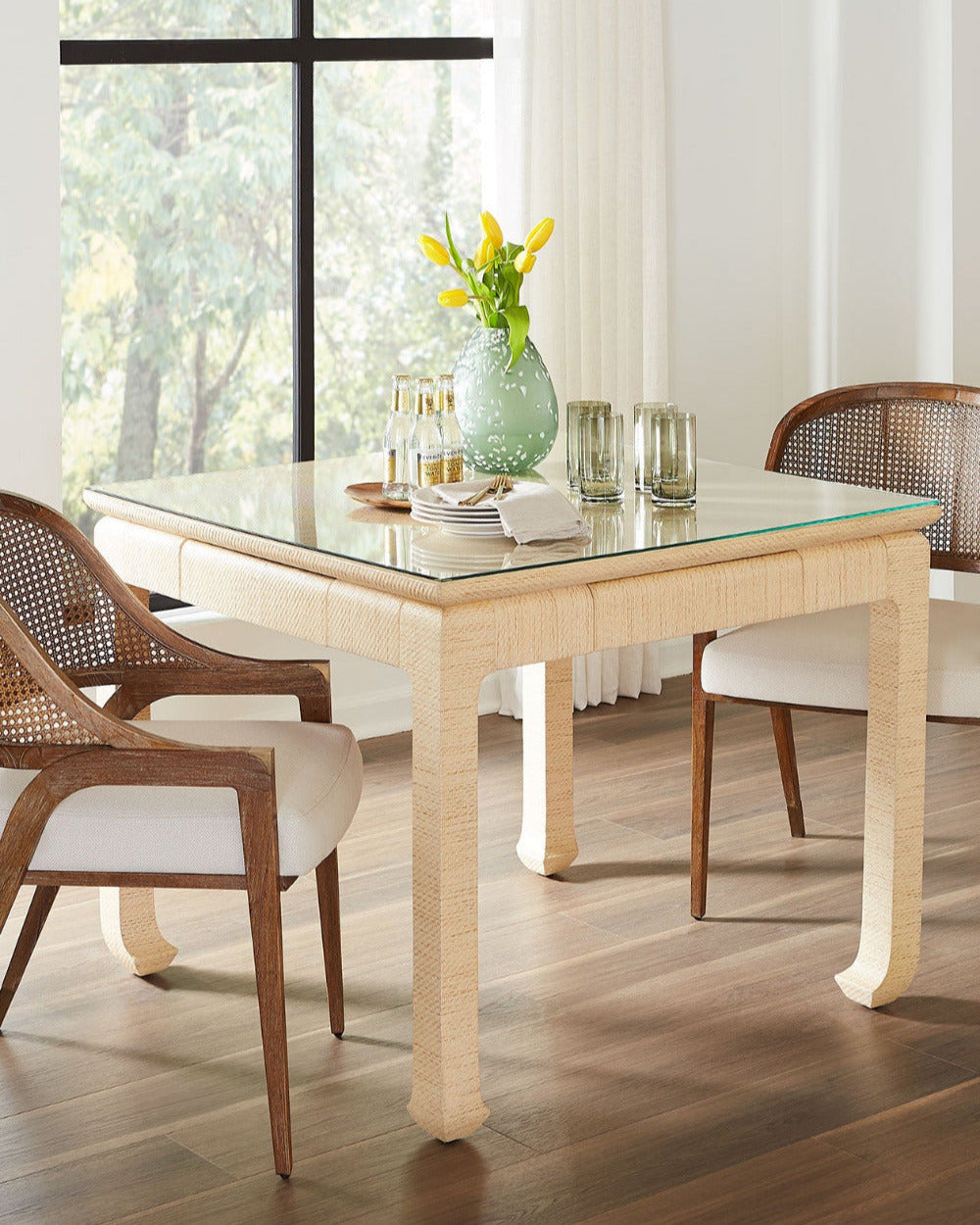 Mercer Natural Game Table styled in living room