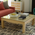 Mercer Natural Square Coffee Table with glass top