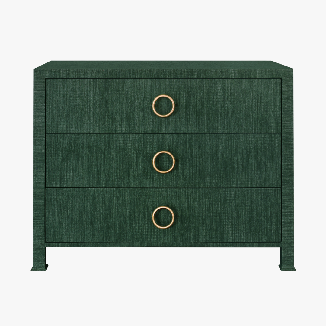 Miles Forest Grasscloth Chest - Textured Green Dresser