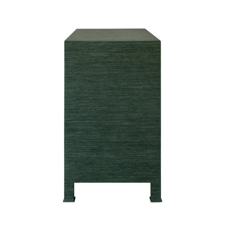 Miles Forest Green  Three Drawer Grasscloth Chest- side view