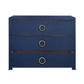 Miles Navy Texture Linen Chest - open drawers