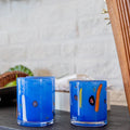 Cobalt Blue Millefiore Stripe Tumbler Set