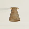 Minami Woven Wicker Flush Mount on ceiling