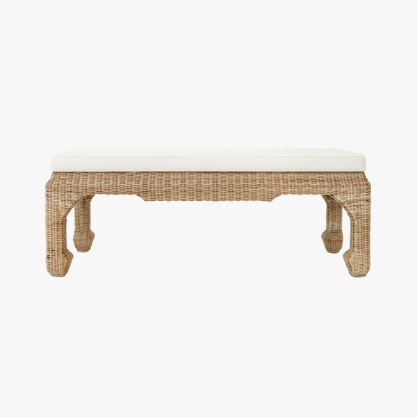 Ming Style Woven Rattan Bench