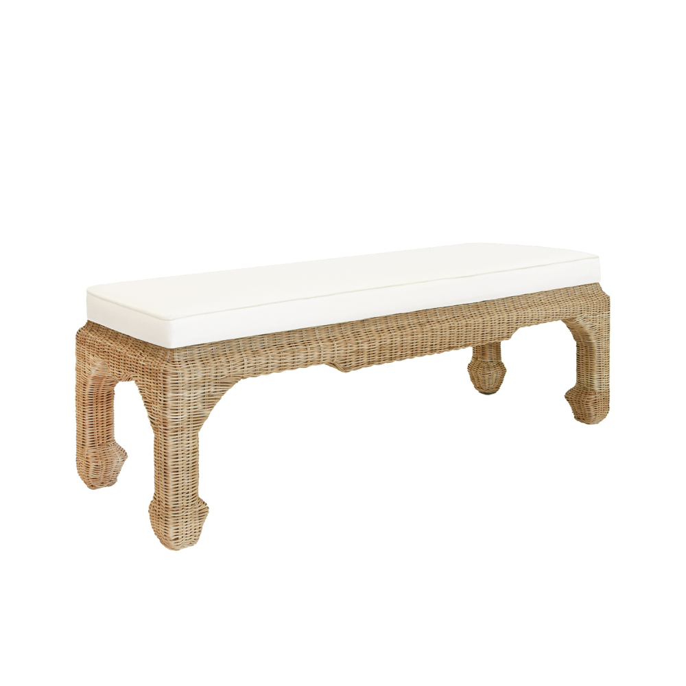 Ming Style Woven Rattan Bench - Wicker Seating - Dear Keaton