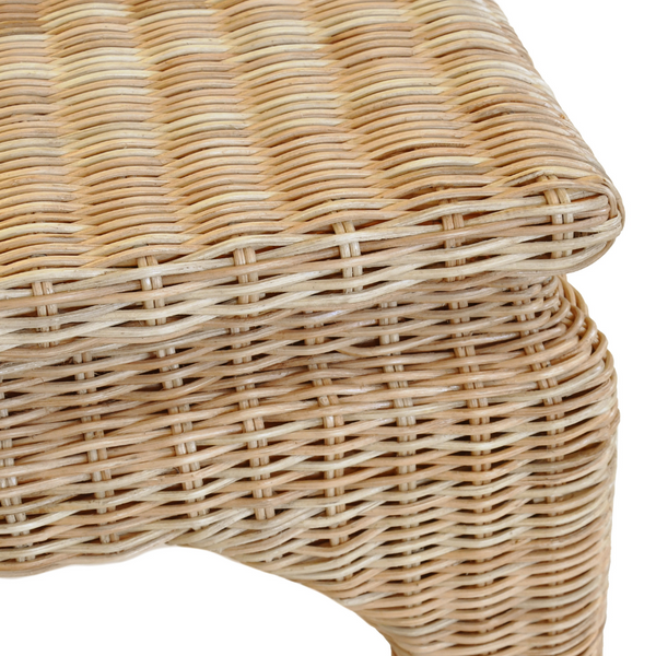 Ming Style Woven Rattan Coffee Table Closeup