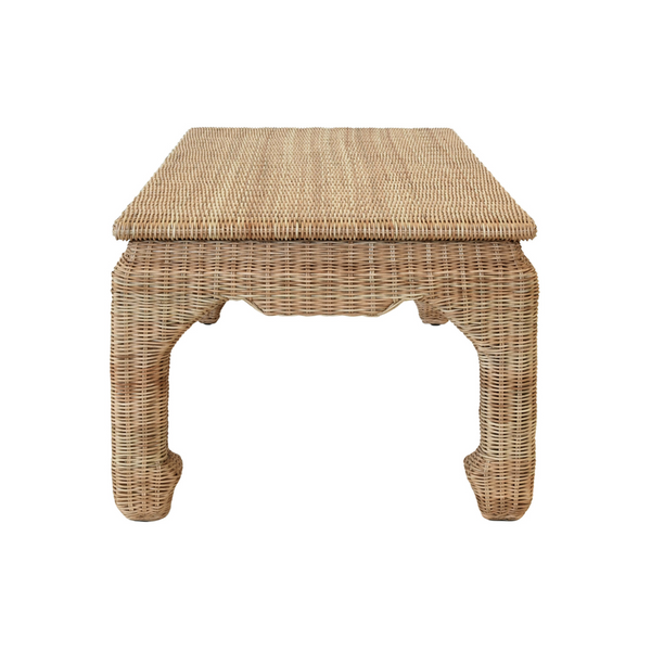 Ming Style Woven Rattan Coffee Table End View