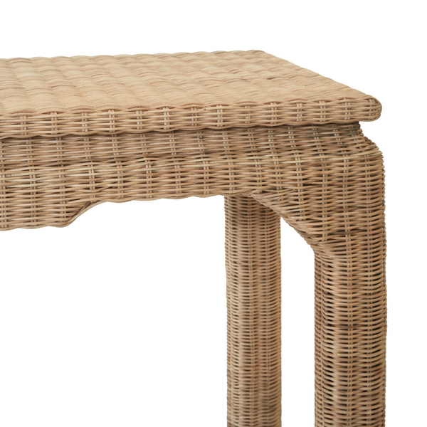 Ming Style Woven Rattan Console Closeup