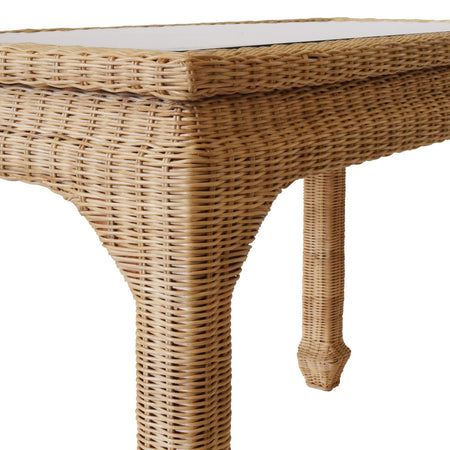 Ming Style Woven Rattan Desk Closeup