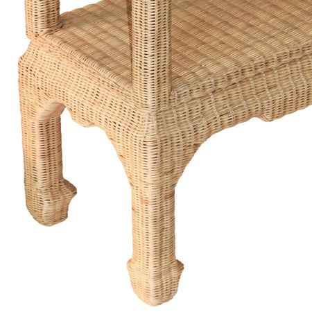 Ming Style Woven Rattan Etagere Chow Leg Detail