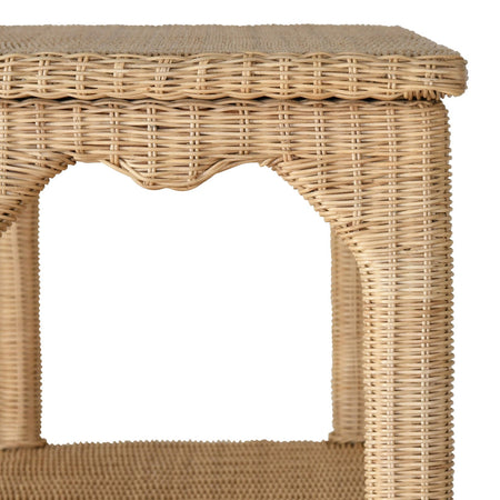 Ming Style Woven Rattan Etagere Closeup