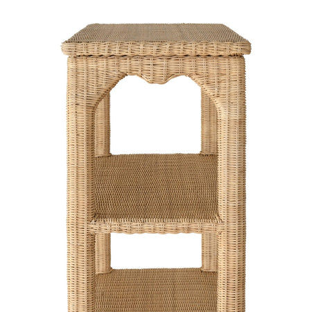Ming Style Woven Rattan Etagere Side View