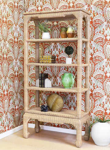 Ming Style Woven Rattan Etagere