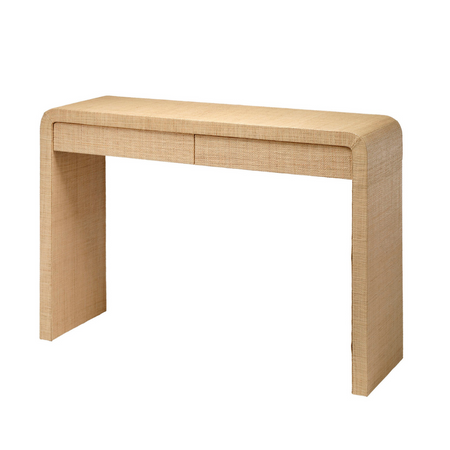 Montecito Raffia Wrapped Console Table with two drawers
